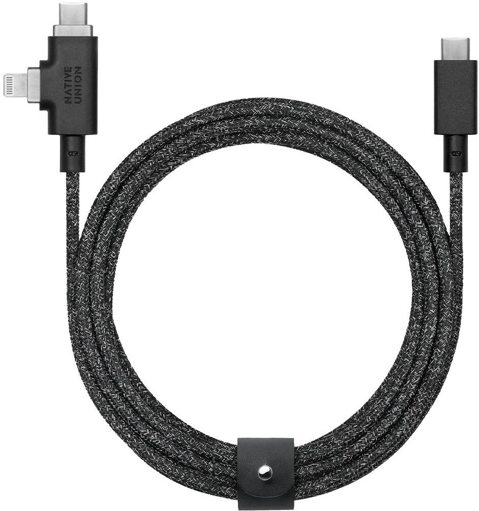 Кабель USB-C to USB-C/Lightning Native Union Belt Cable Duo Pro 240W Cosmos Black (2.4 m)